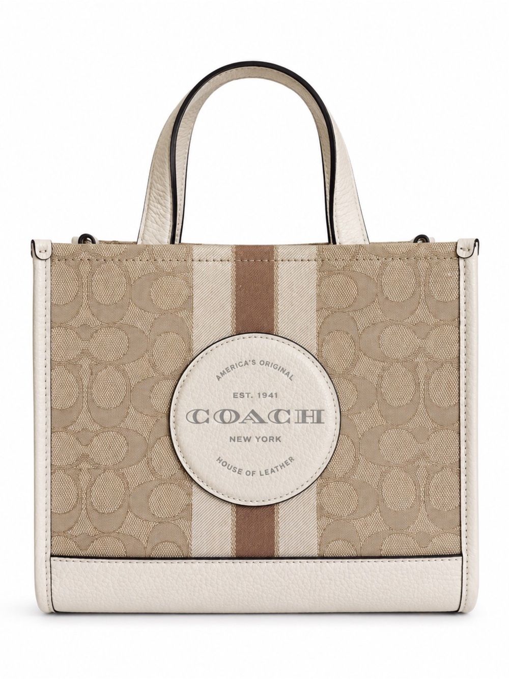 NWT Coach Dempsey Tote 22 In Signature Jacquard Light Khaki